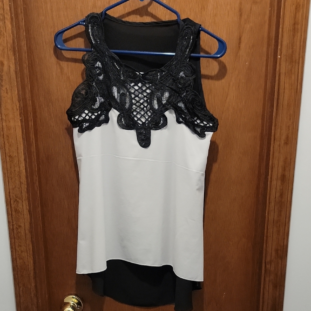 Elegant Black and White Lace Women's Top